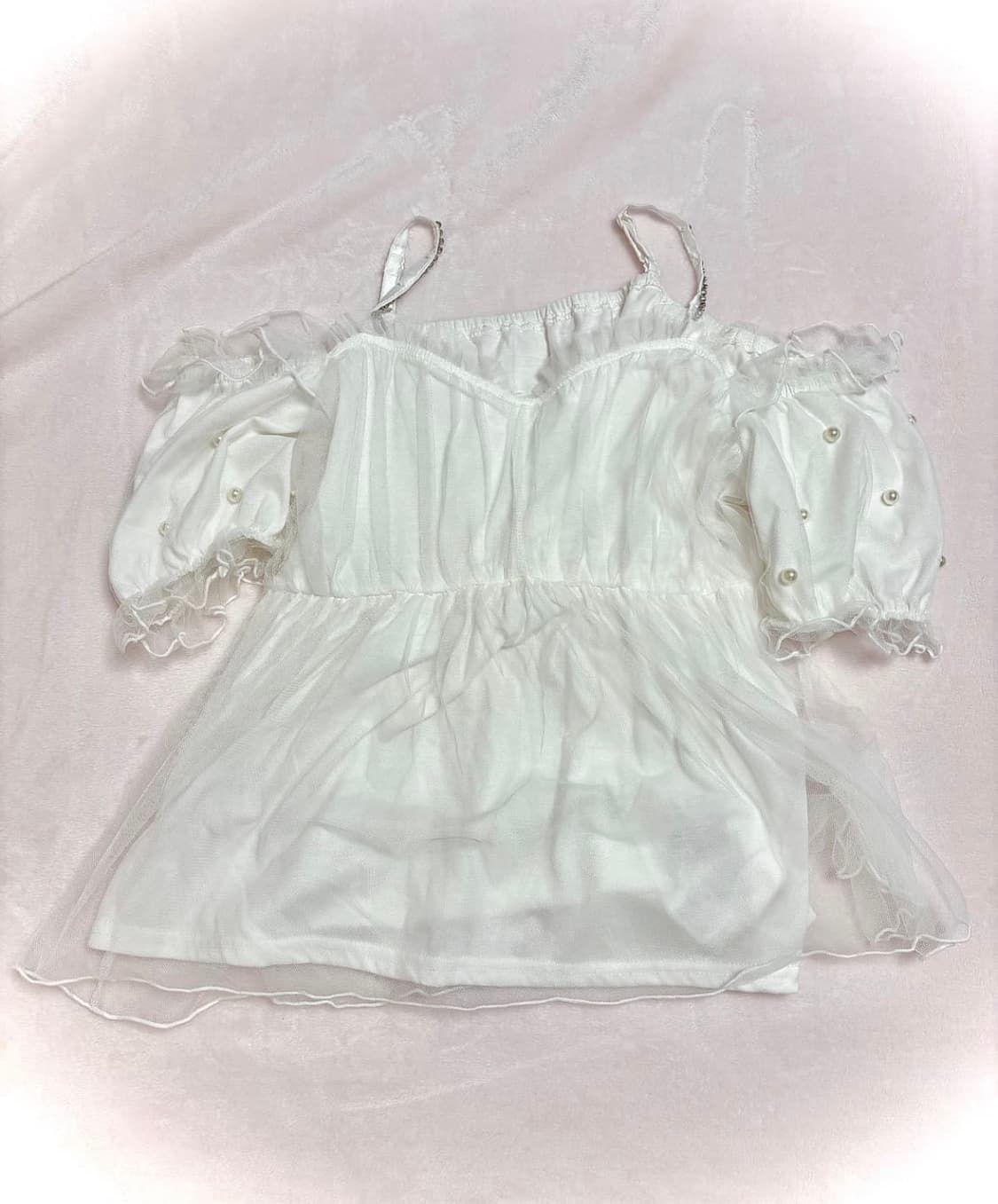 앙크루즈 진주 오프숄더 탑 양산형 스나계  상품이미지1