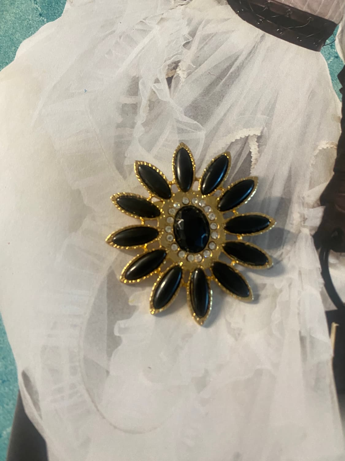 메탈 블랙 플라워 빈티지 브로치 일본 y2k 악세사리  상품이미지2