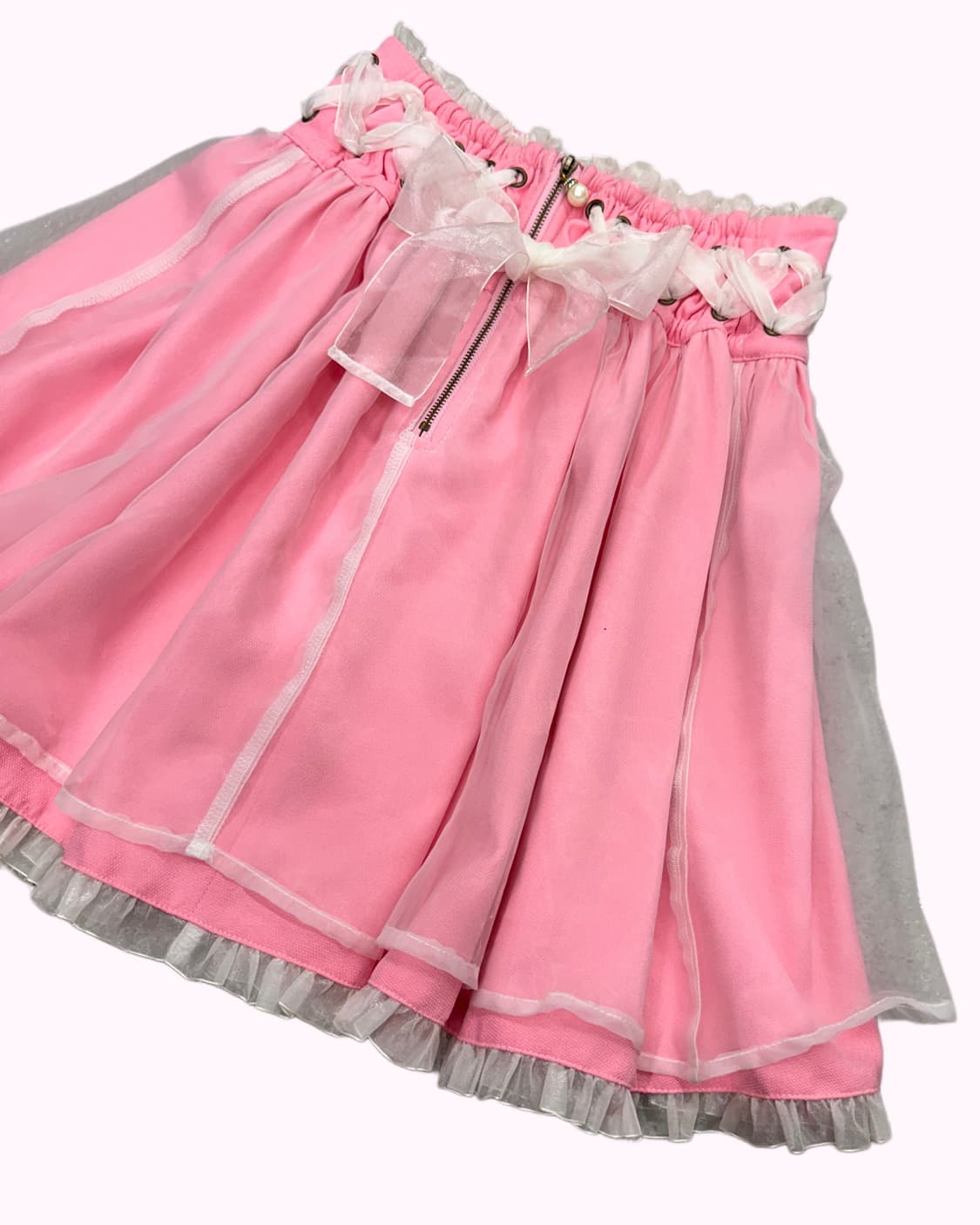pink lace-up ribbon layered skirt 상품이미지2