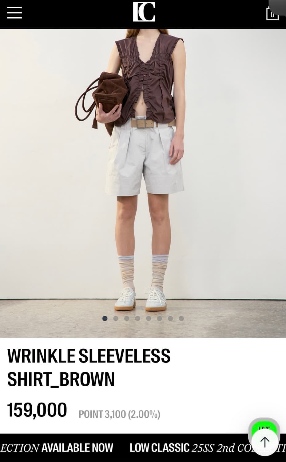 로우클래식_WRINKLE SLEEVELESS SHIRT_BROWN 상품이미지1