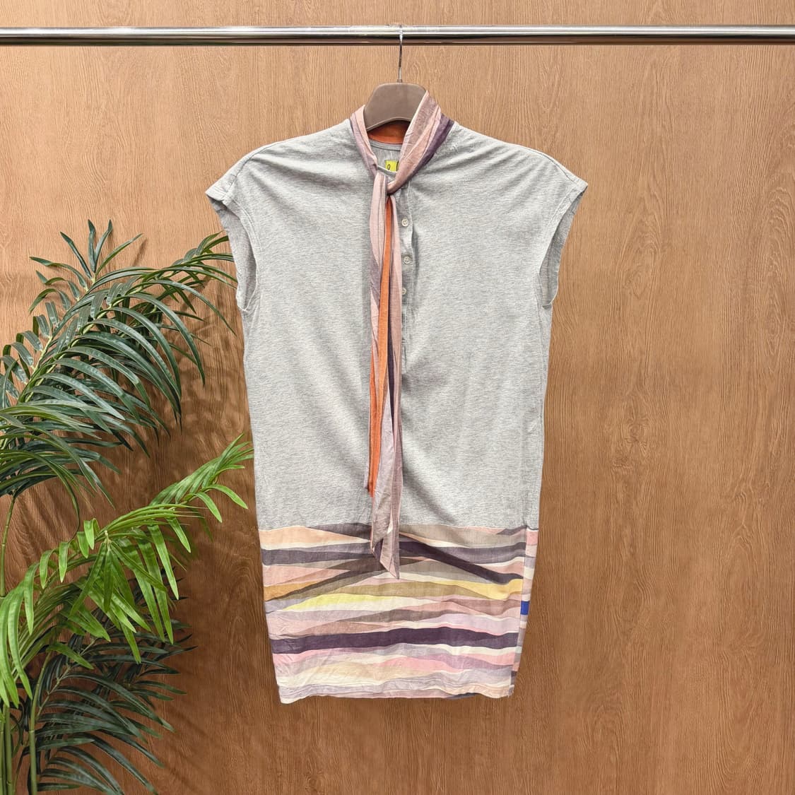 폴스미스 스카프 슬리브리스 배색 보더 스트라이프 패턴 디테일 그레이 상품이미지1