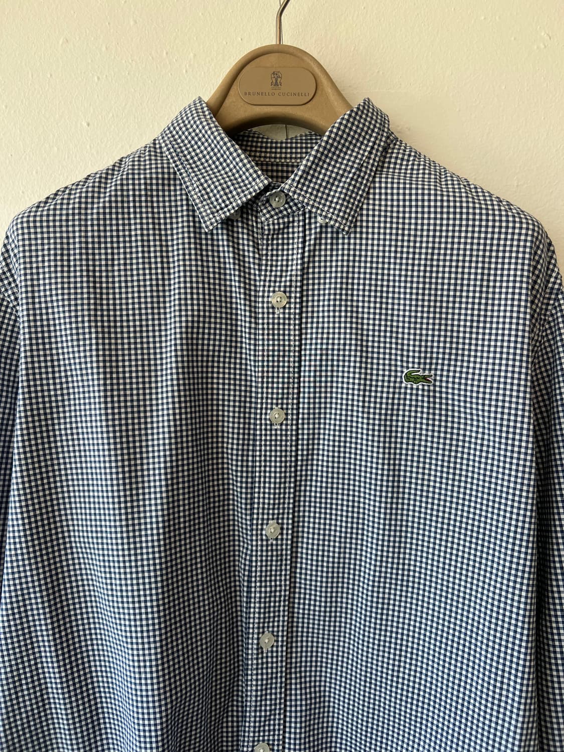 라코스테 남성 네이비체크 코튼긴팔셔츠 상품이미지1
