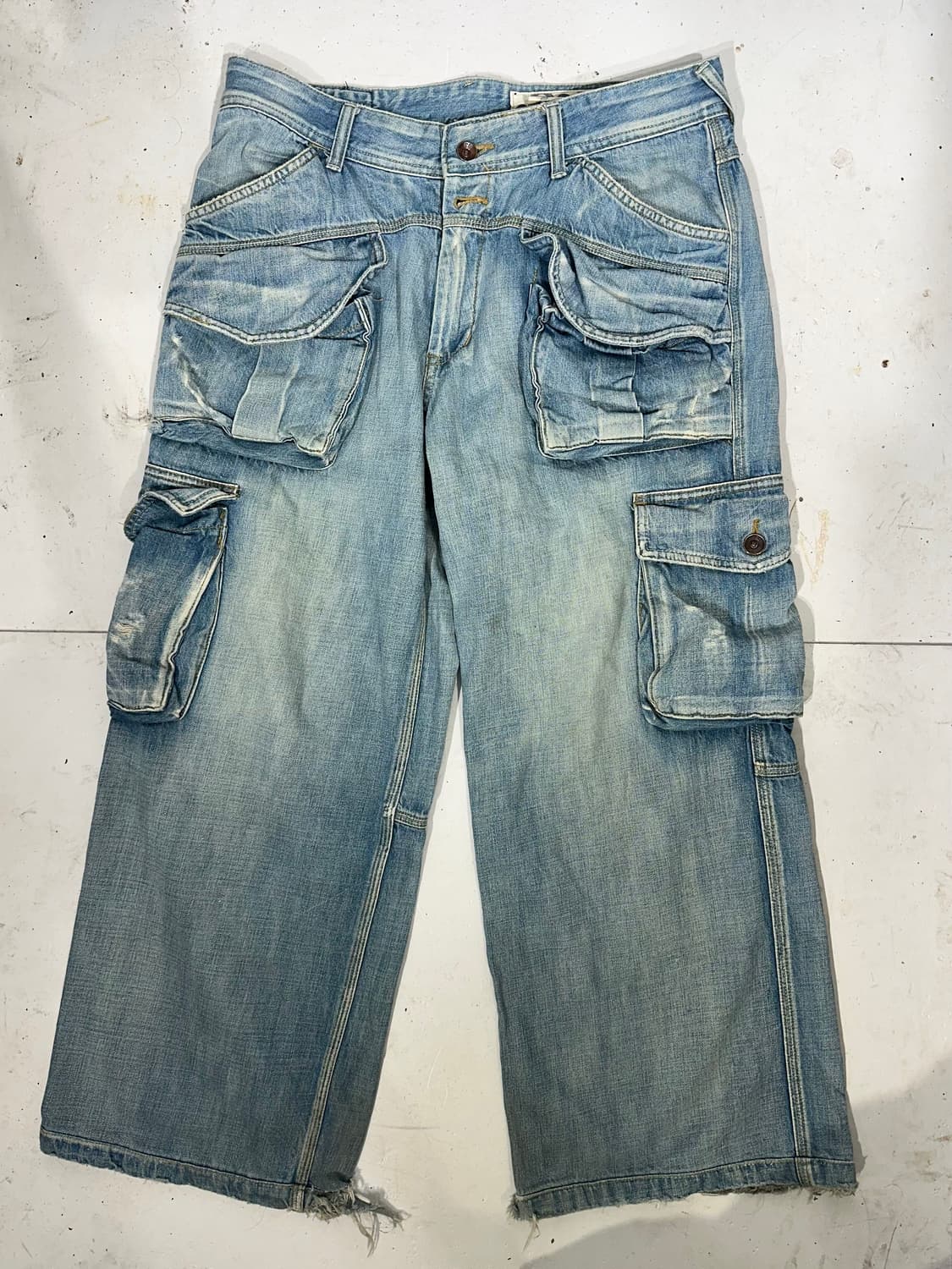 A.N.B 대장급 유틸리티 멀티 포켓 데님 와이드 카고 팬츠 청바지  상품이미지4