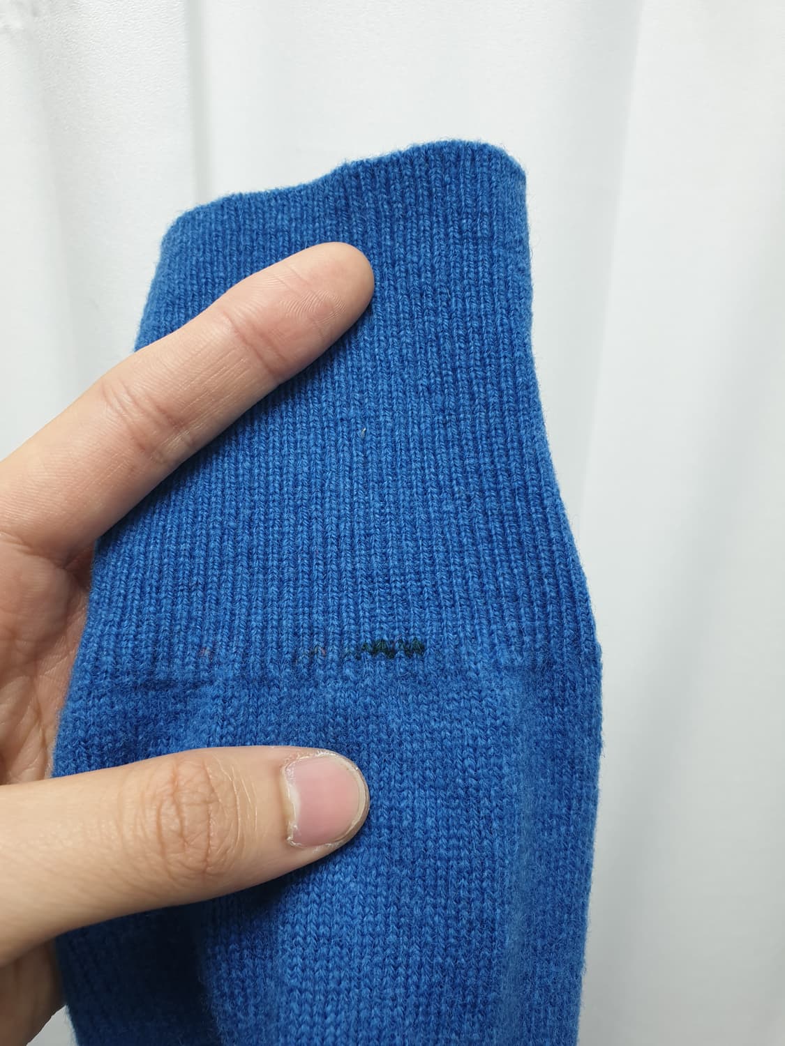 90s 버버리 램스울 브이넥 니트 블루 42 상품이미지6