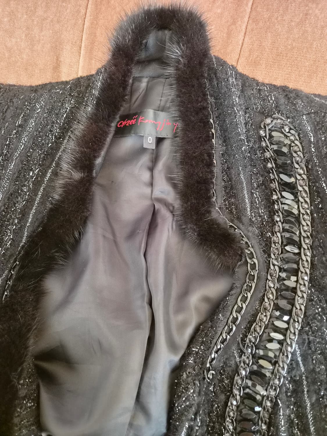 오브제 여성 비즈밍크울자켓 0사이즈 상품이미지7