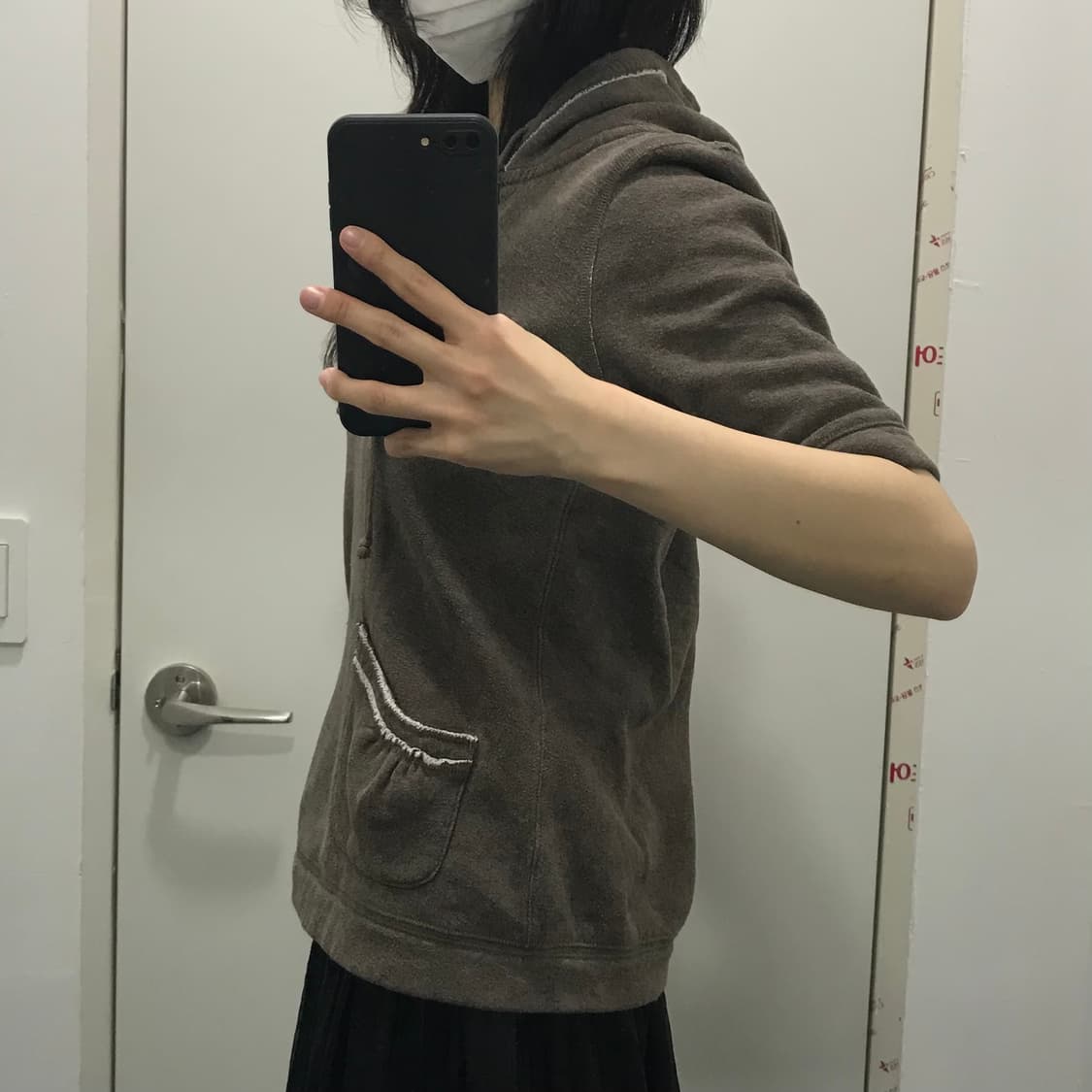 홀리스터 카고 y2k 초코 브라운 후드 반팔 상품이미지2