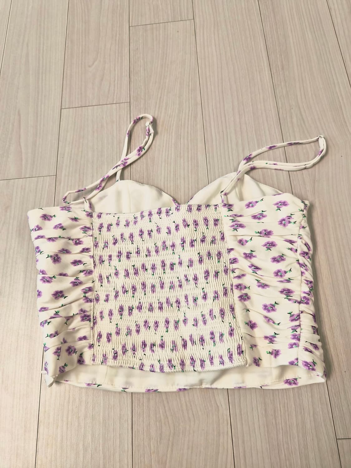 [ZARA] 자라 퍼플 플라워 스모킹 뷔스티에 탑 (S사이즈) 상품이미지4