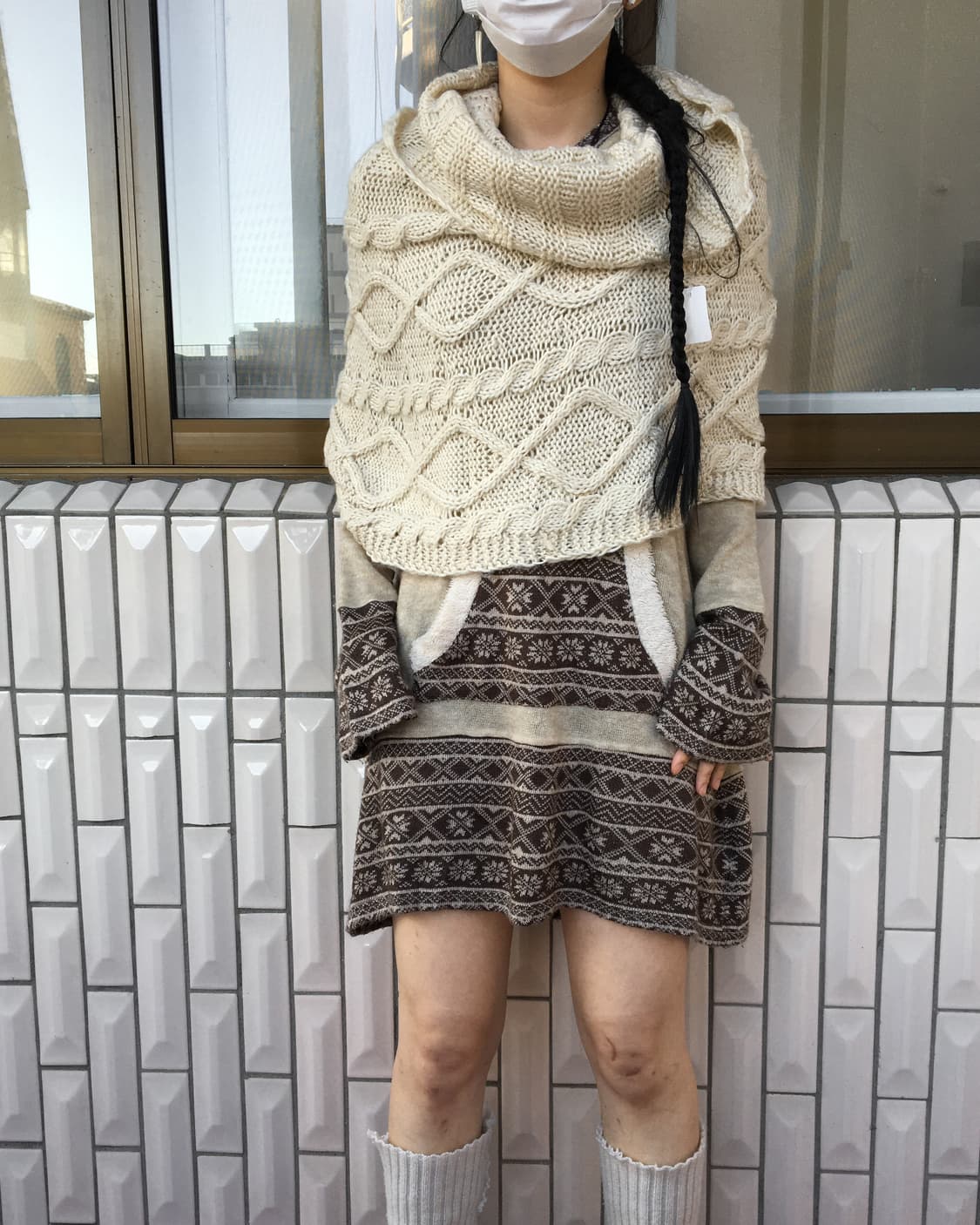 Cable pattern loose fit cape 상품이미지6