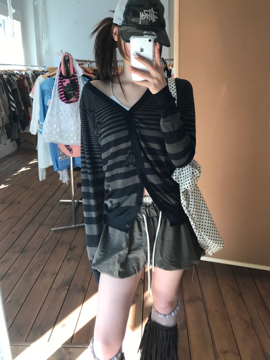 히스테릭글래머 퍽베어 카키 가디건 상품이미지2