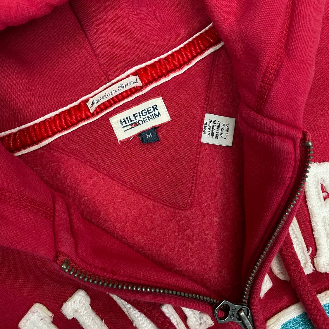 타미힐피거 Tommy Hilfiger 레드 빅로고 기모 후드집업 M 상품이미지2
