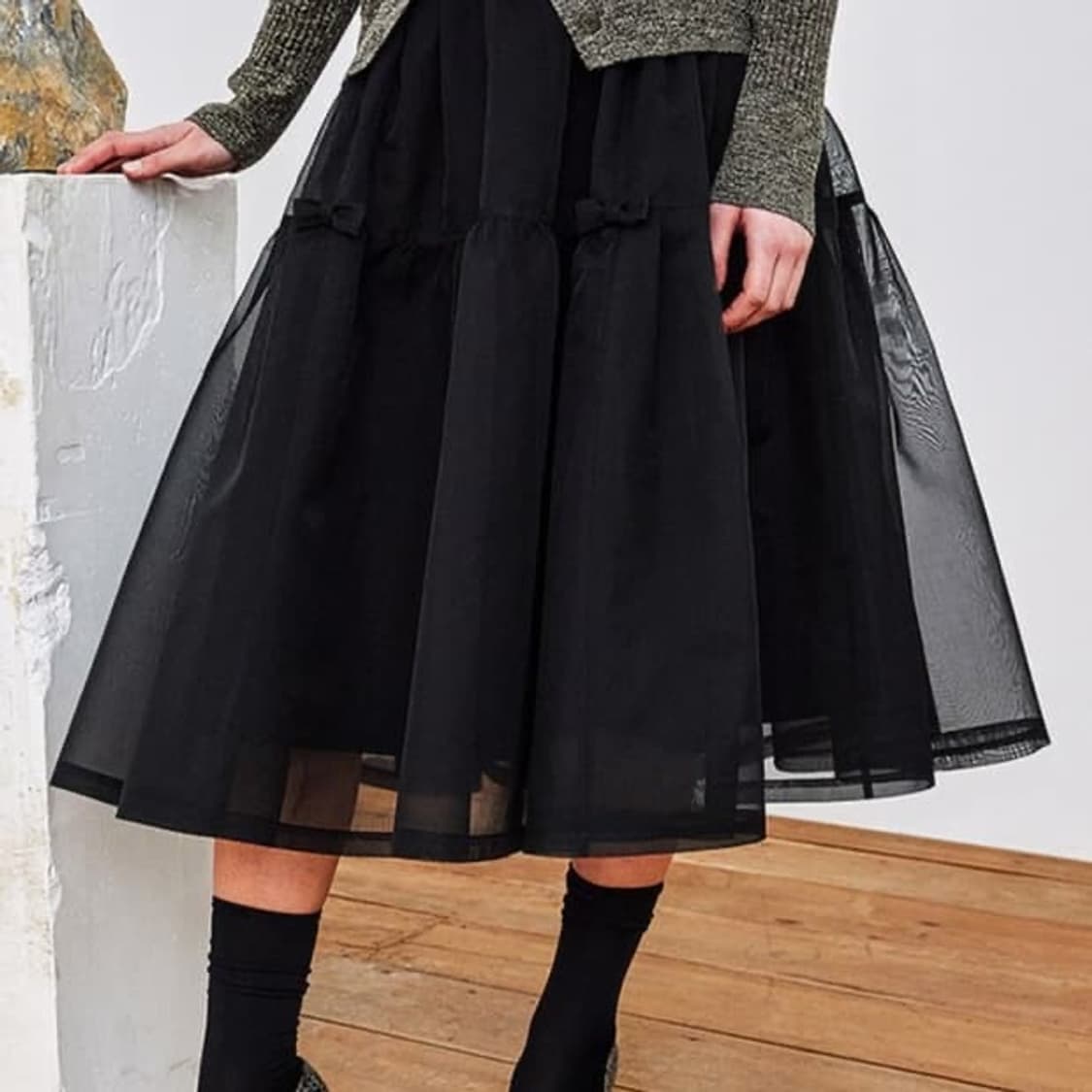 S) 새상품 지요 JIYO 오간자 앙투아네트 스커트 블랙 상품이미지8