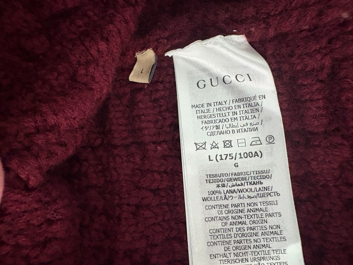 구찌 GG 패턴 울 가디건 버건디 L 상품이미지4