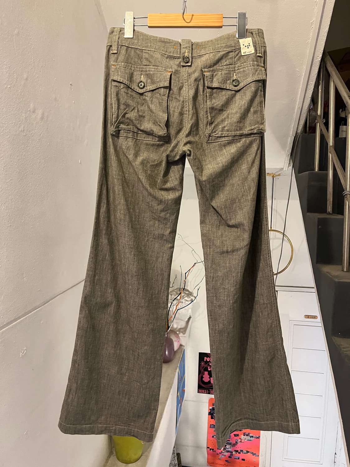 로우핏 새깅 부츠컷 리넨 바지 상품이미지2