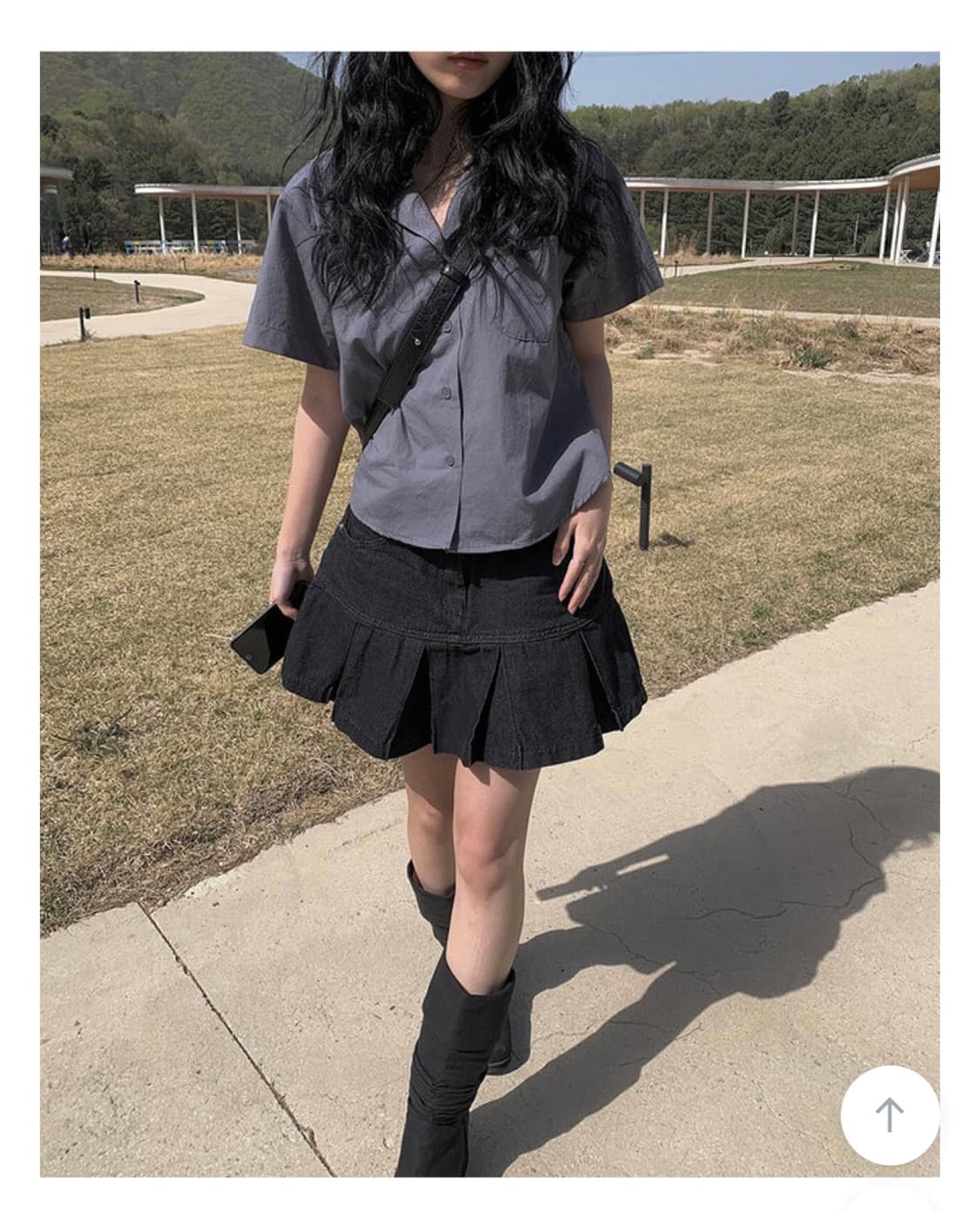 애니원모어 아요 흑청 플리츠 데님 상품이미지1