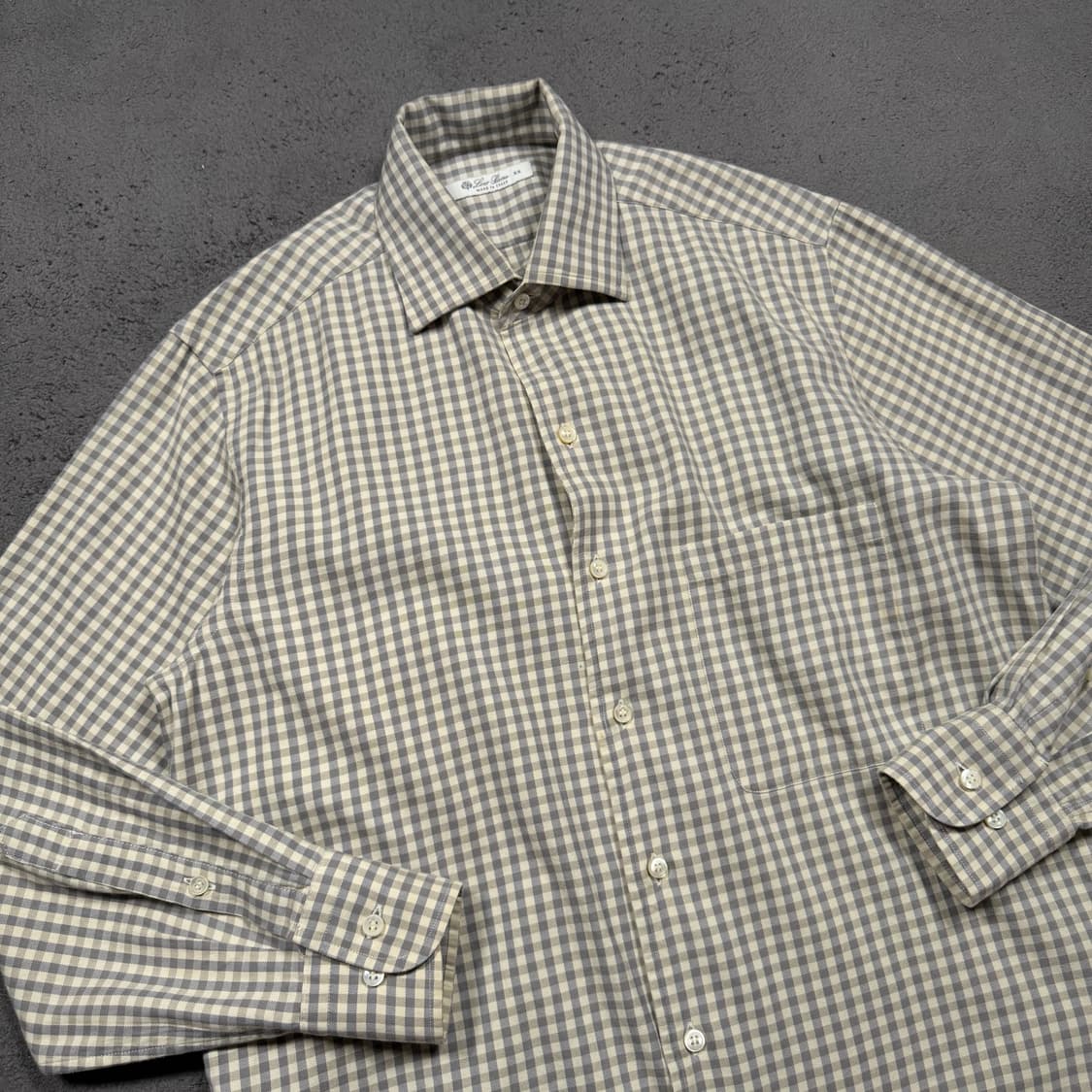 Loro Piana 로로 피아나 오픈 카라넥 체크 셔츠 상품이미지1