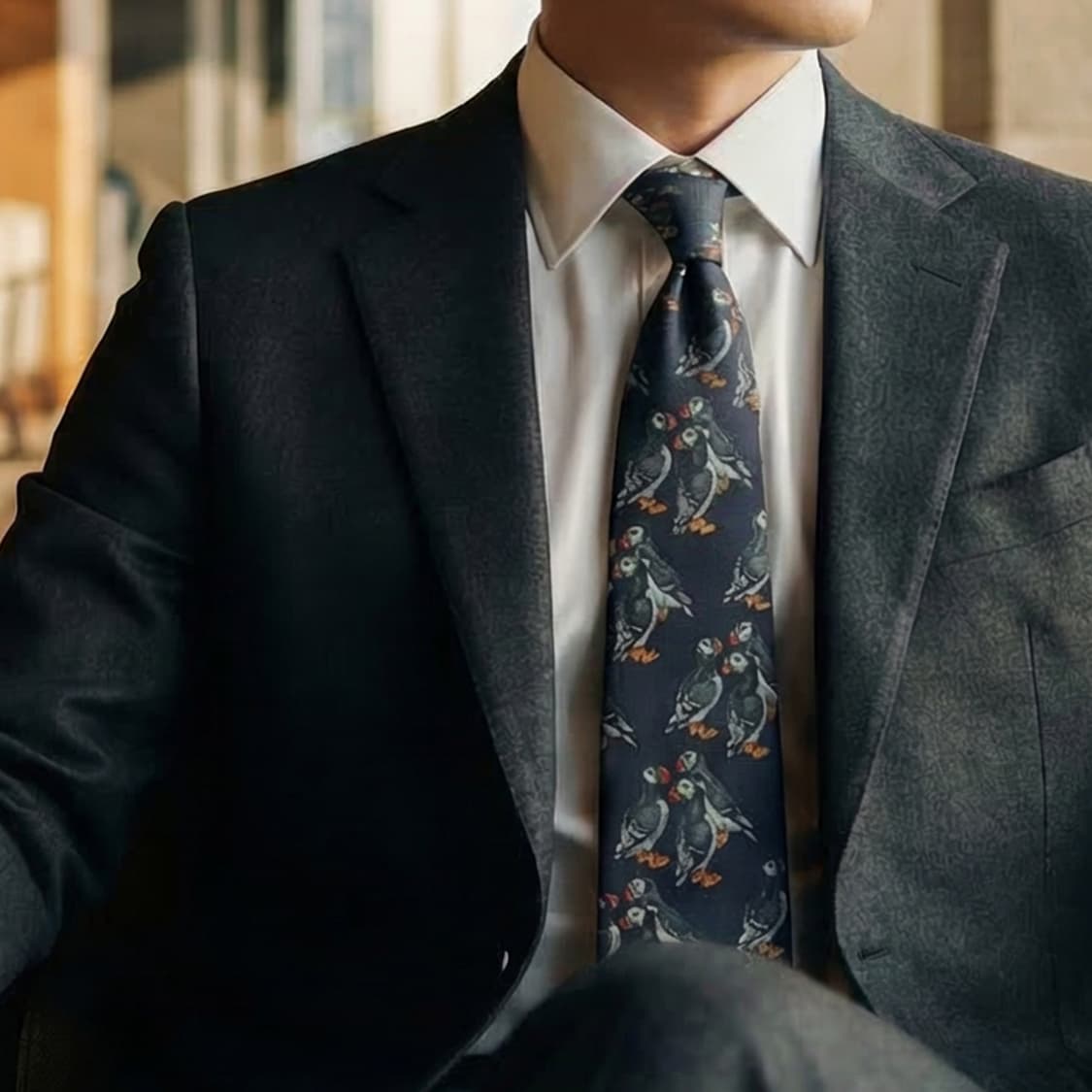 뷰포트 Tie Rack 퍼핀 패턴 넥타이 9.7cm A+등급 K1761 상품이미지1