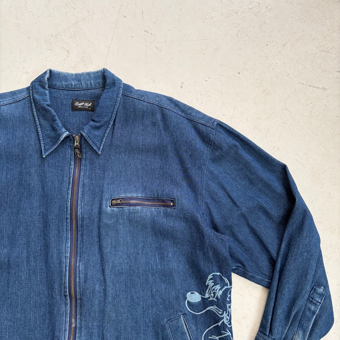 90s Risky Nick 빈티지 자수 데님 집업자켓 XL 상품이미지2