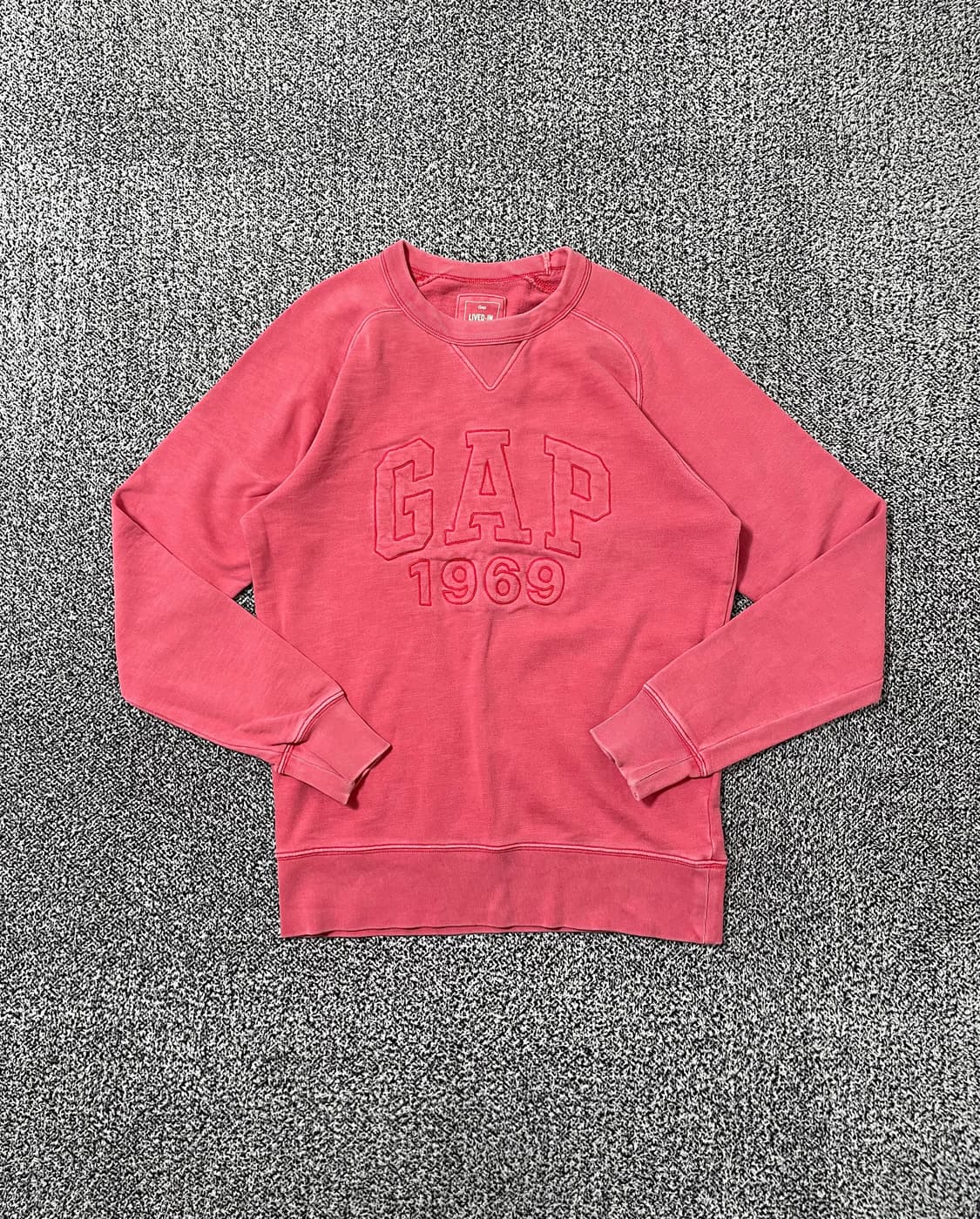 빈티지9. GAP 갭 1969 빅 자수 로고 맨투맨 스웻셔츠 핑크 상품이미지1