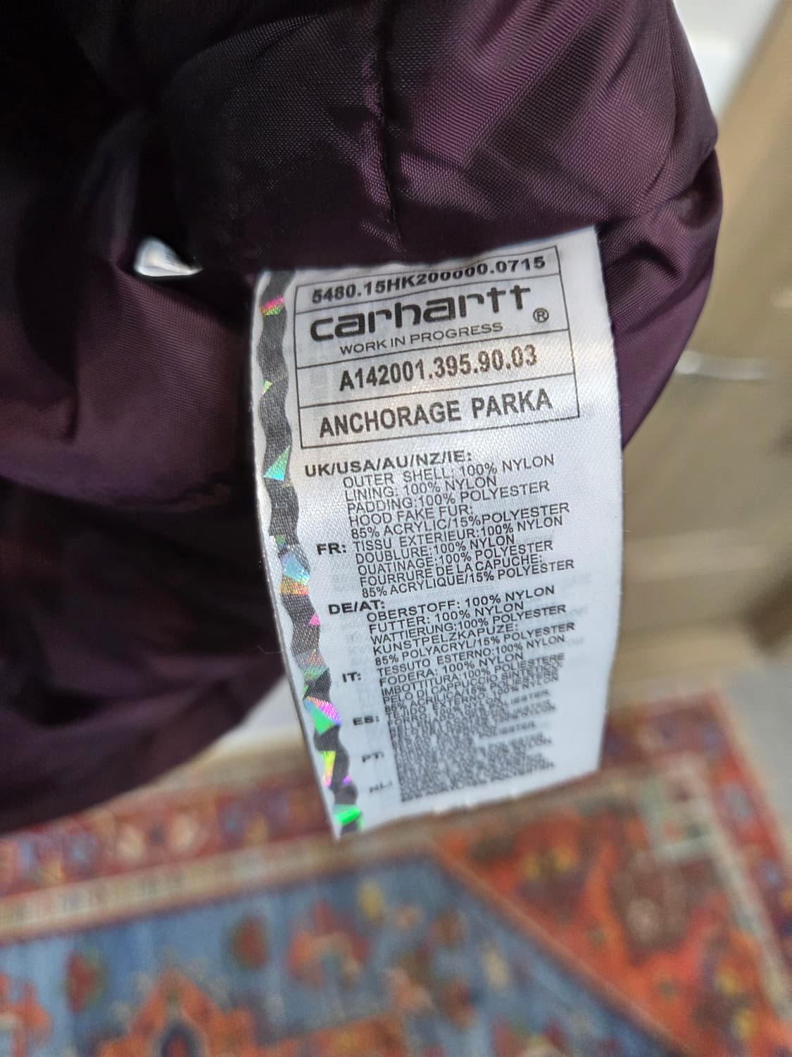 칼하트 앵커리지 파카 패딩 s 버건디  상품이미지4
