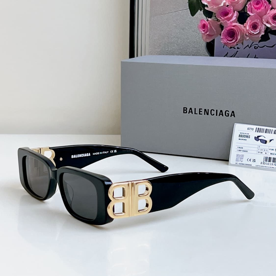 (W) 발렌시아가 다이내스티 렉탱글 선글라스 블랙 상품이미지2