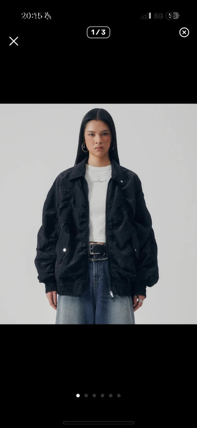 트리밍버드 Airy Sheer Shirring Jumper Black 상품이미지1