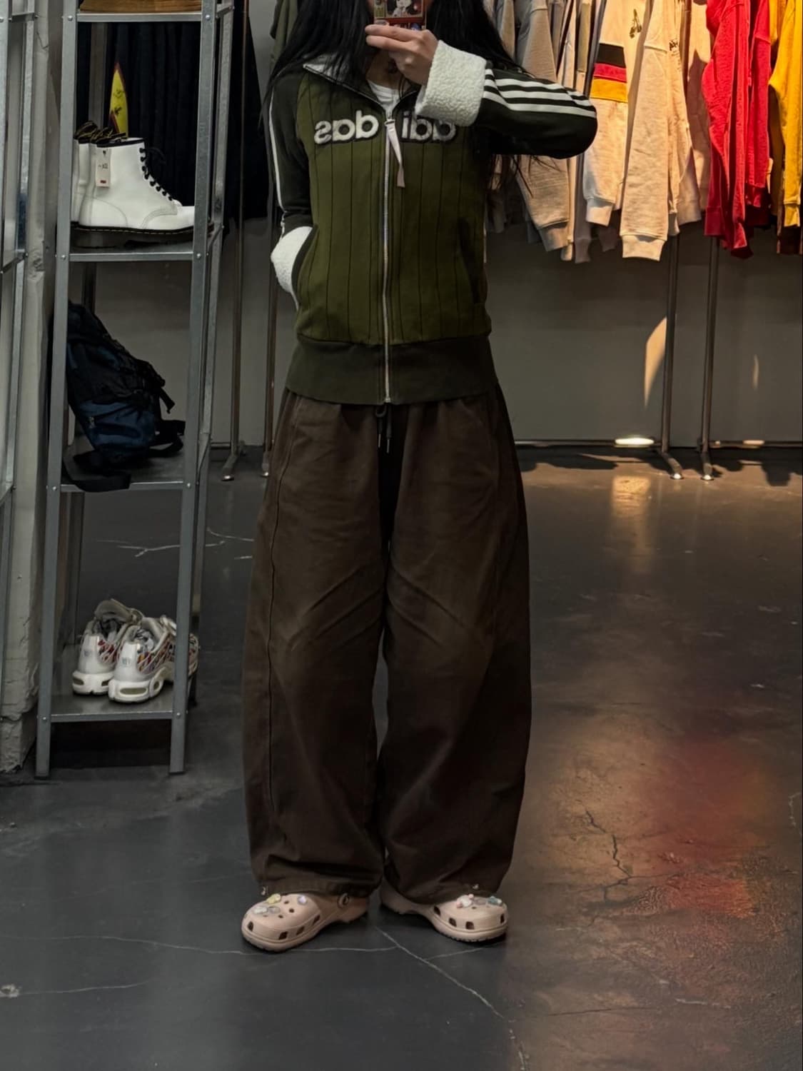 아디다스 카키 털 후드집업 A3027 상품이미지1