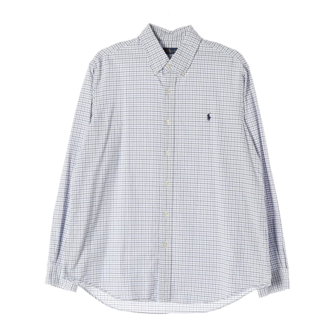 폴로 랄프로렌 클래식핏 블루 화이트 체크 셔츠 XL 상품이미지1