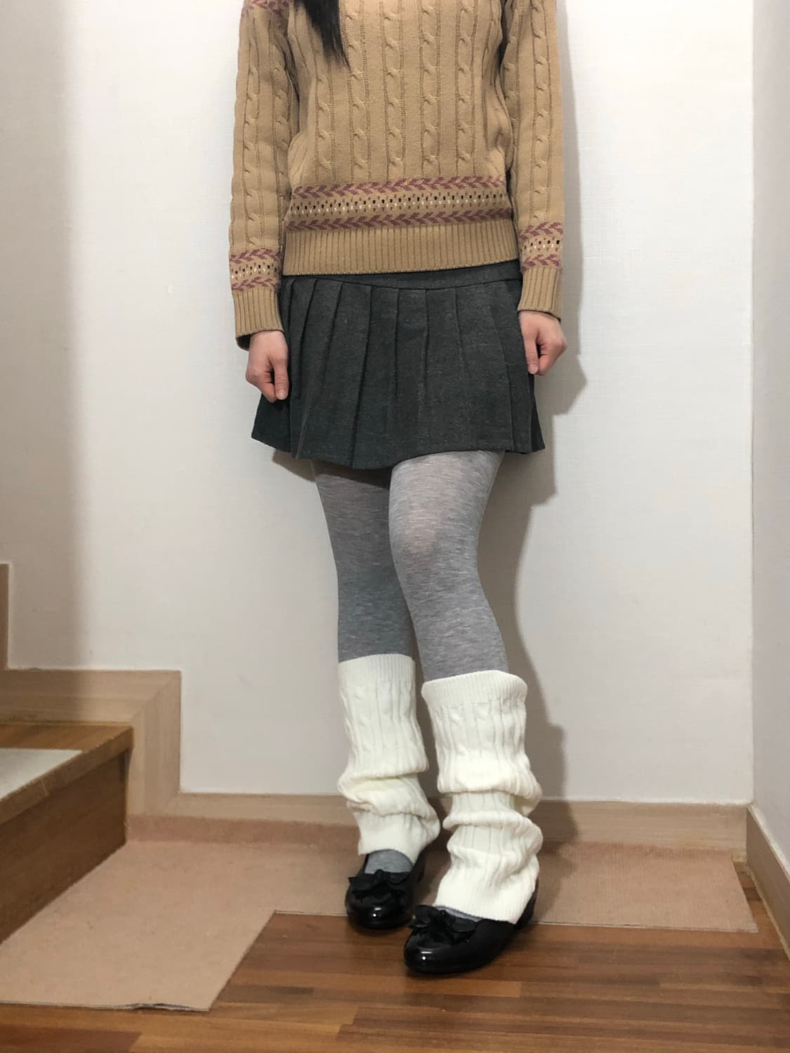 빈티지 그레이 플리츠 미니 스커트 상품이미지3