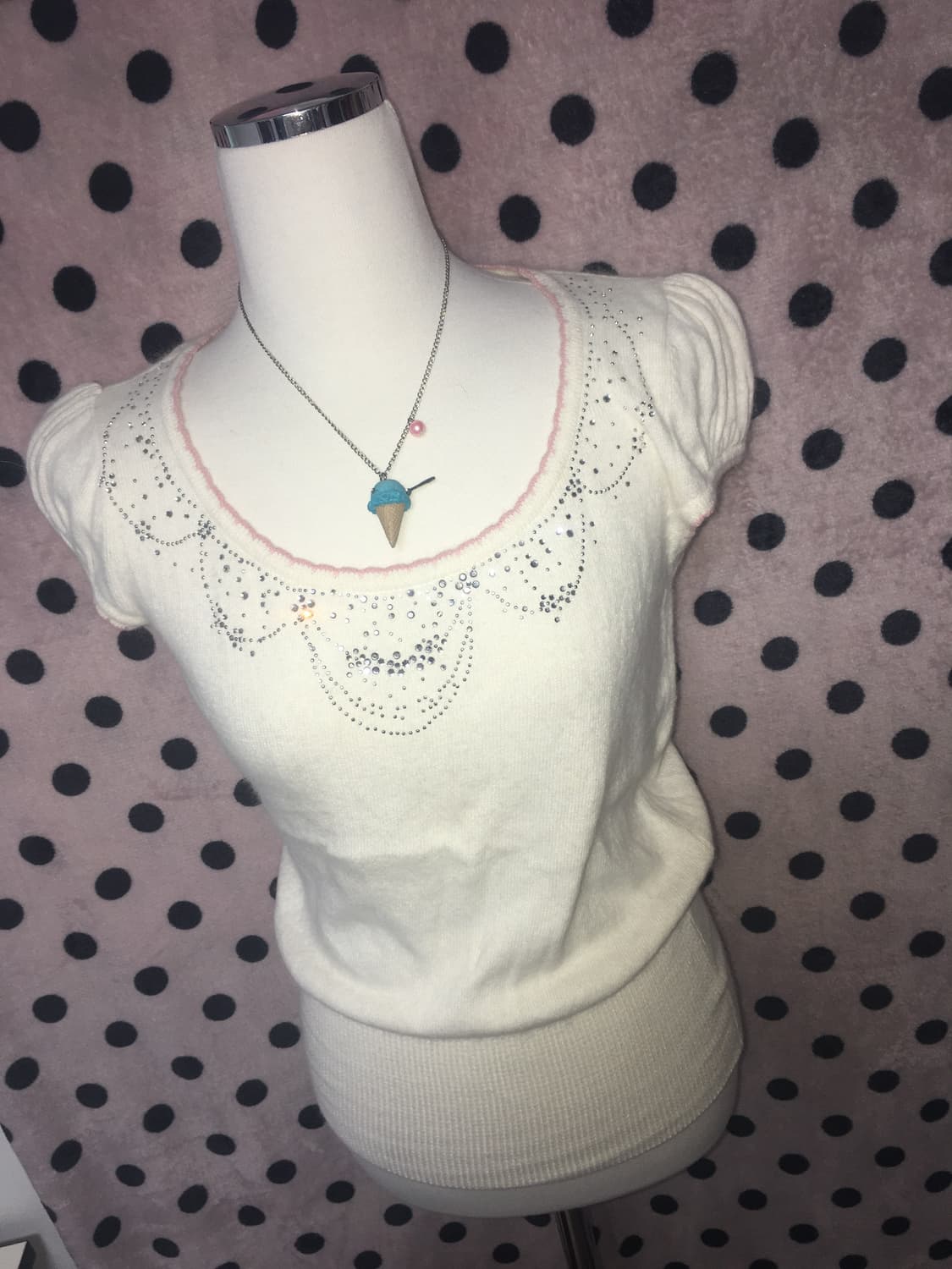 KanNa shop 리즈리사깔 히메갸루 큐빅 니트 탑 상품이미지2