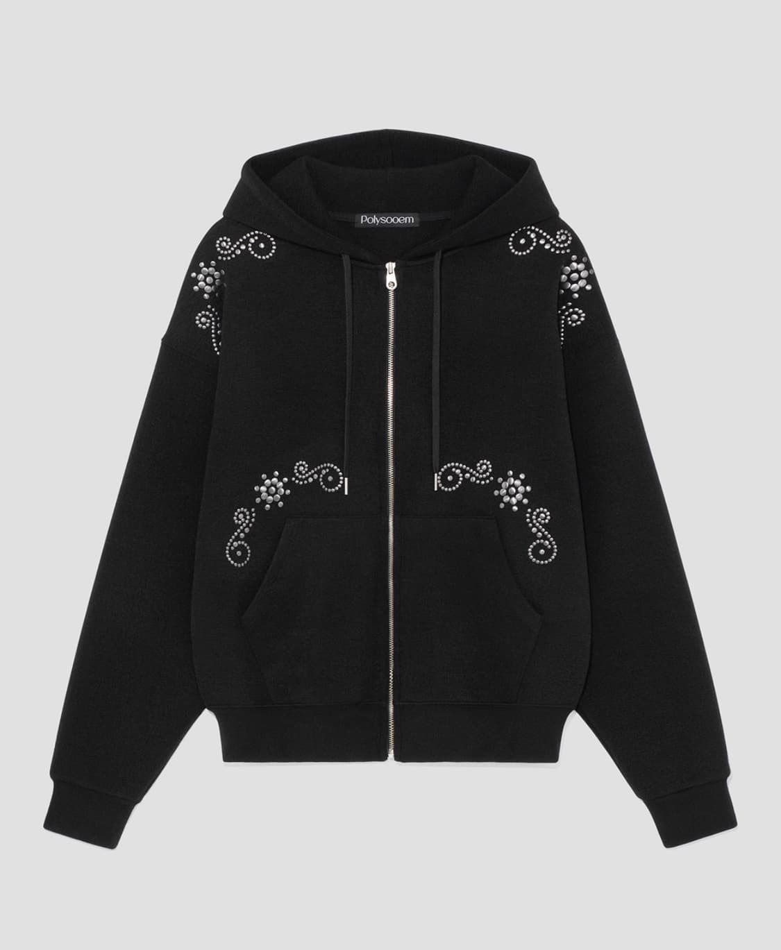 ORNAMENT STUDDED HOODIE_ONZI_EDITION, BL 상품이미지1