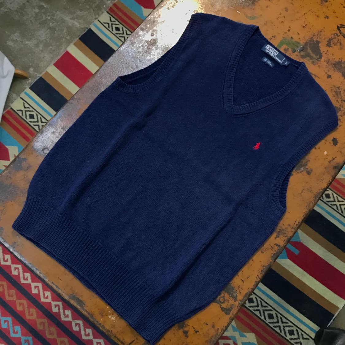 폴로랄프로렌 코튼 린넨 브이넥 네이비 니트 조끼 남성 105  상품이미지2