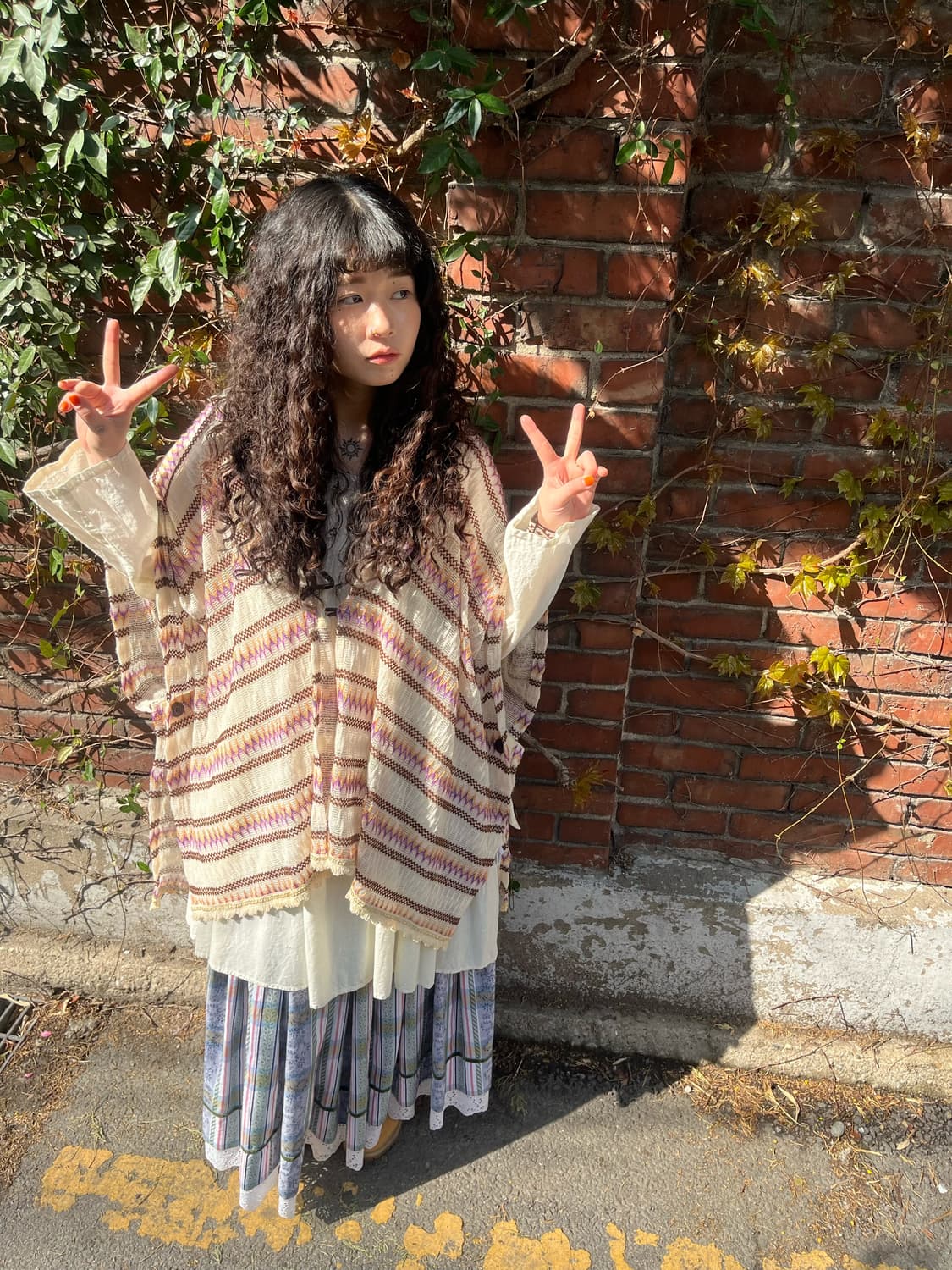 에스닉 그물 니트 후드 케이프 가디건 상품이미지1