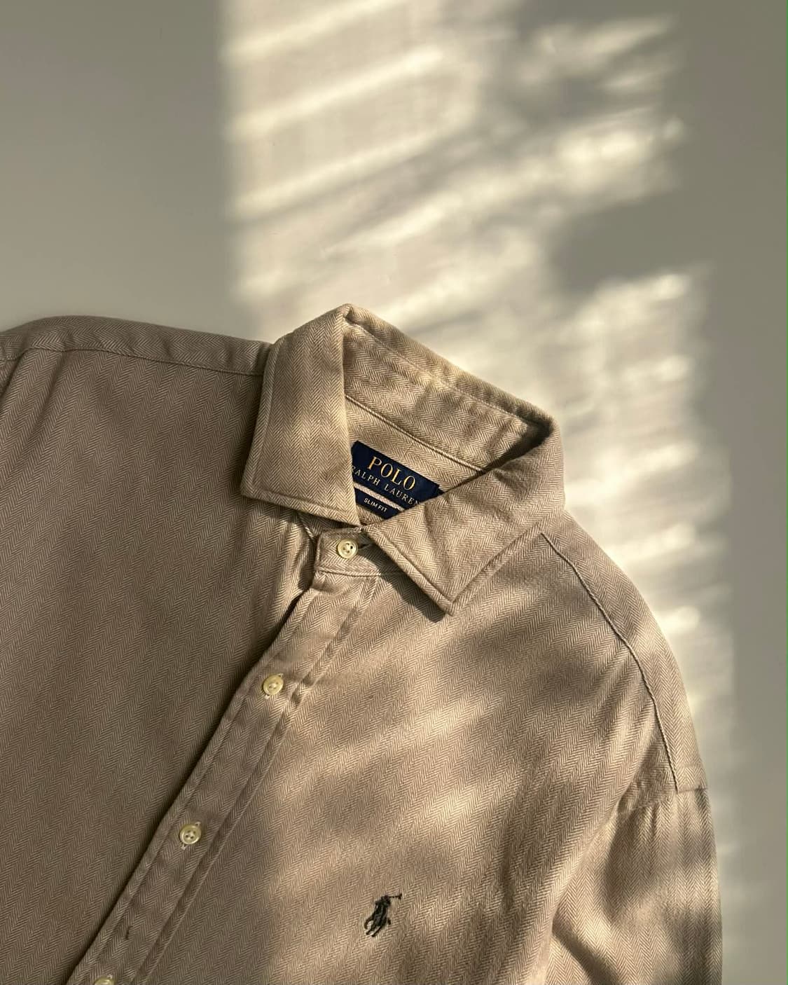 [M] 폴로 랄프로렌 오트밀 베이지 헤링본 슬림핏 셔츠 상품이미지3