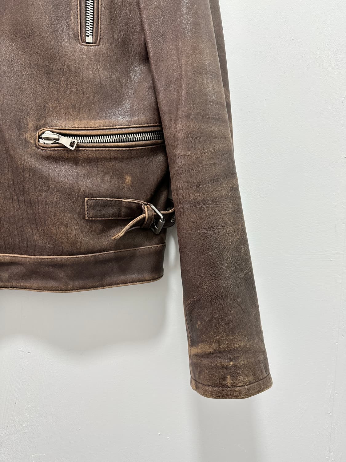 ITALY leather sheepskin motor jacket 상품이미지8