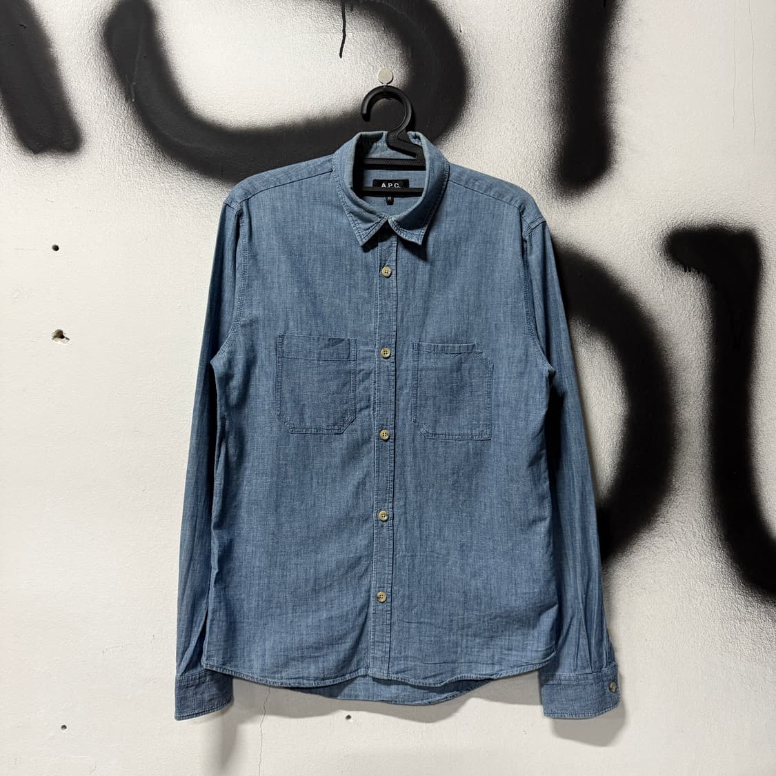 정품 APC 아페쎄 더블 포켓 데님 긴팔 셔츠 상품이미지1