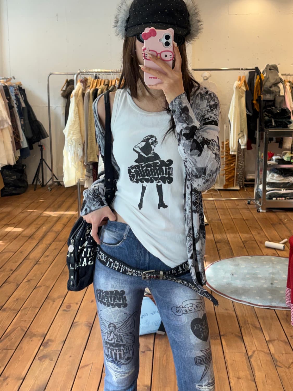 히스테릭글래머 스컬 볼레로 후드 가디건 상품이미지3