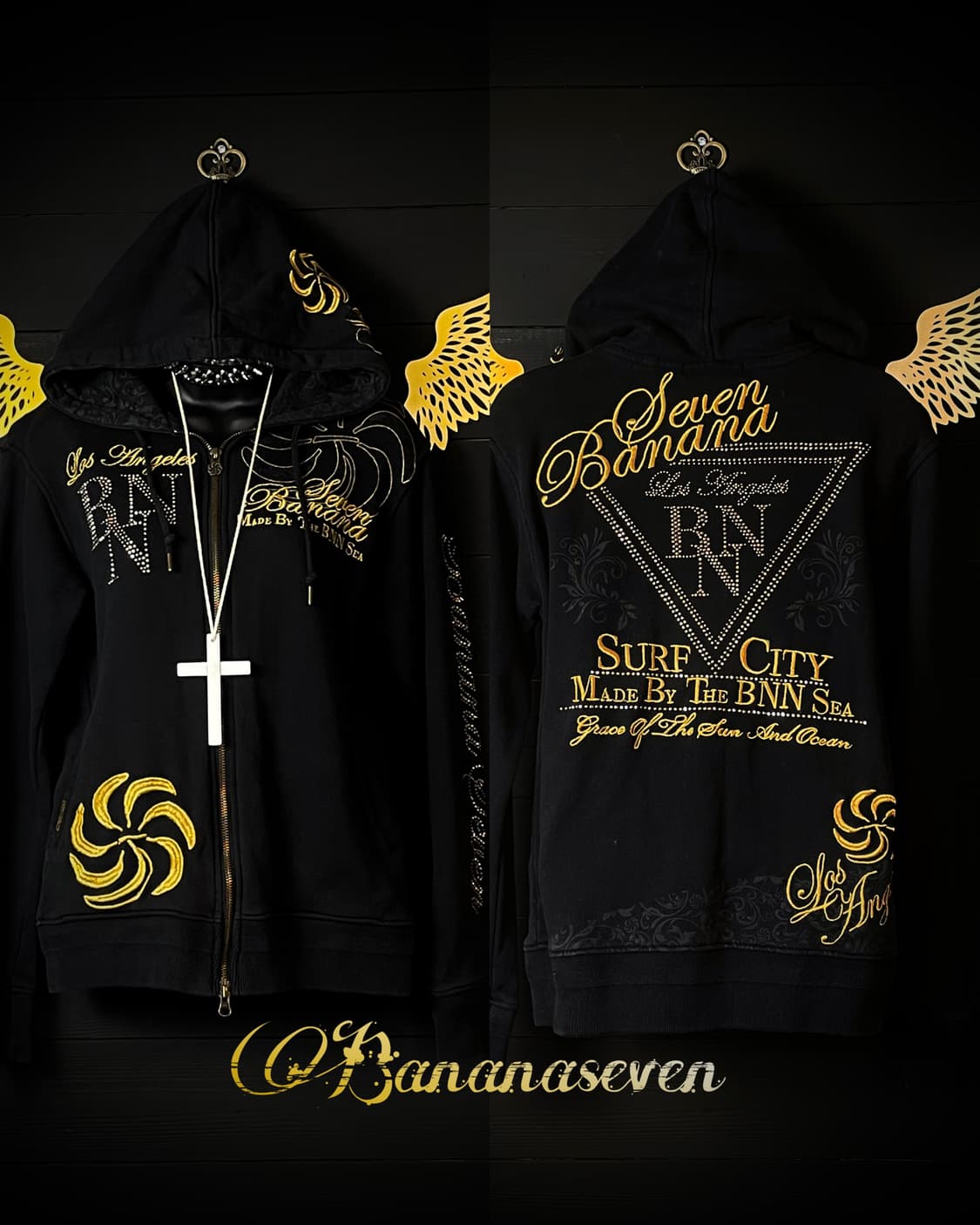 BANANA SEVEN 바나나세븐 블랙 골드 펑크 후드집업 상품이미지1