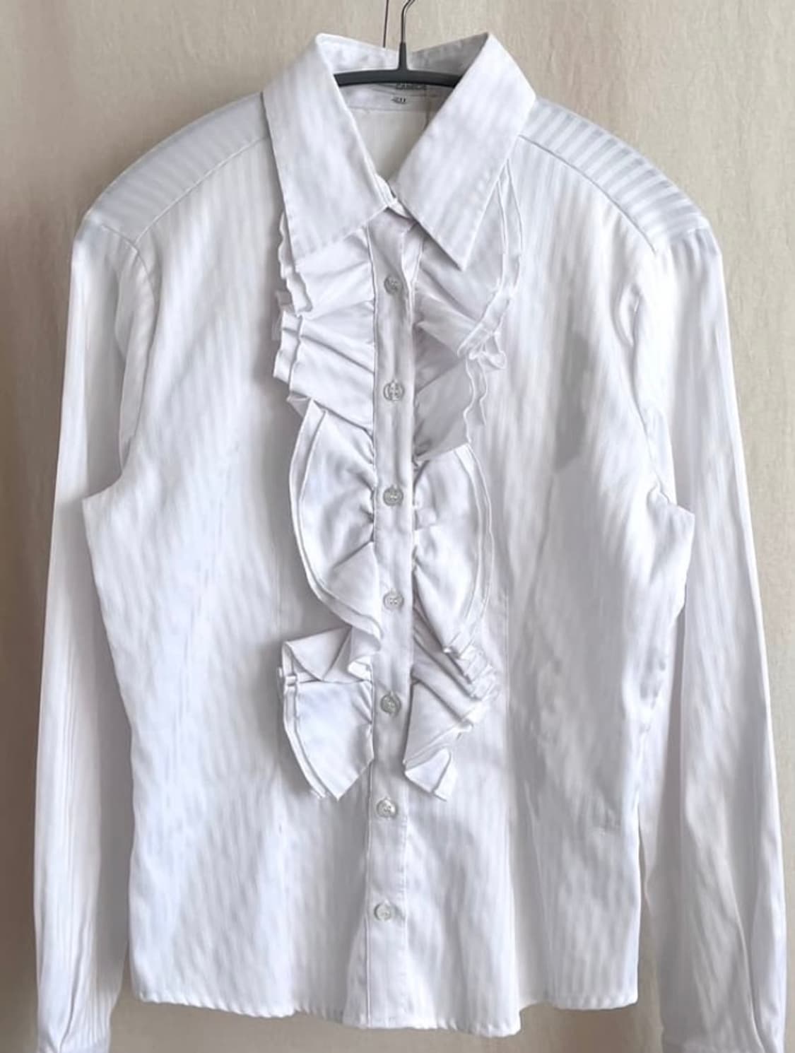 나라카미체 화이트 러플 블라우스 셔츠  상품이미지1