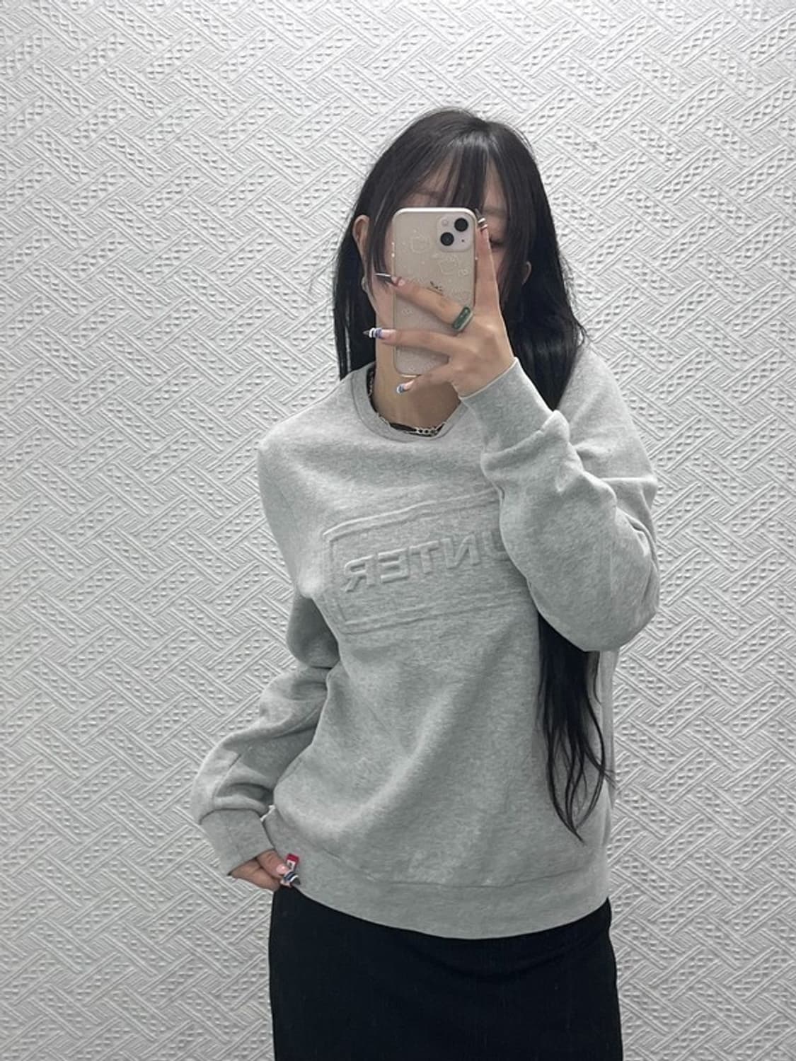 헌터 모던캐주얼 엠보빅로고 기모 맨투맨 S C07748 상품이미지1