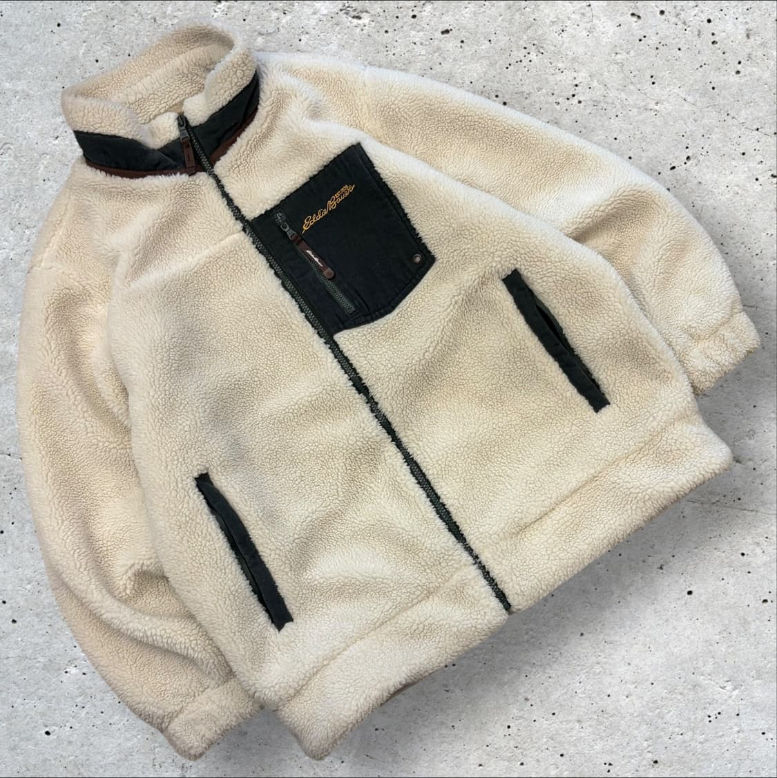 [XL] 에디바우어 아이보리 화이트 뽀글이 플리스 자켓 B602 상품이미지1