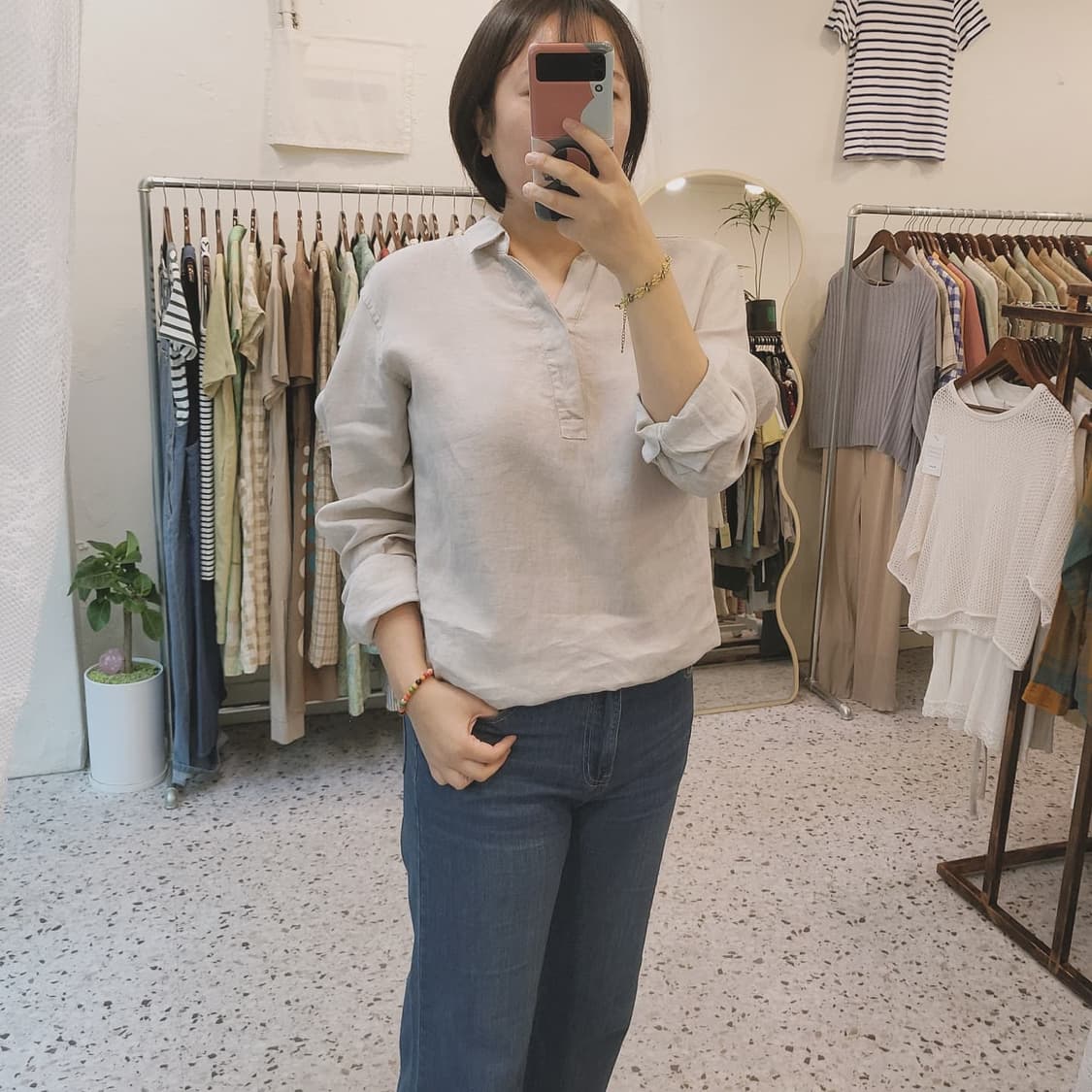 질스튜어트 그레이아이보리 린넨 셔츠 상품이미지2