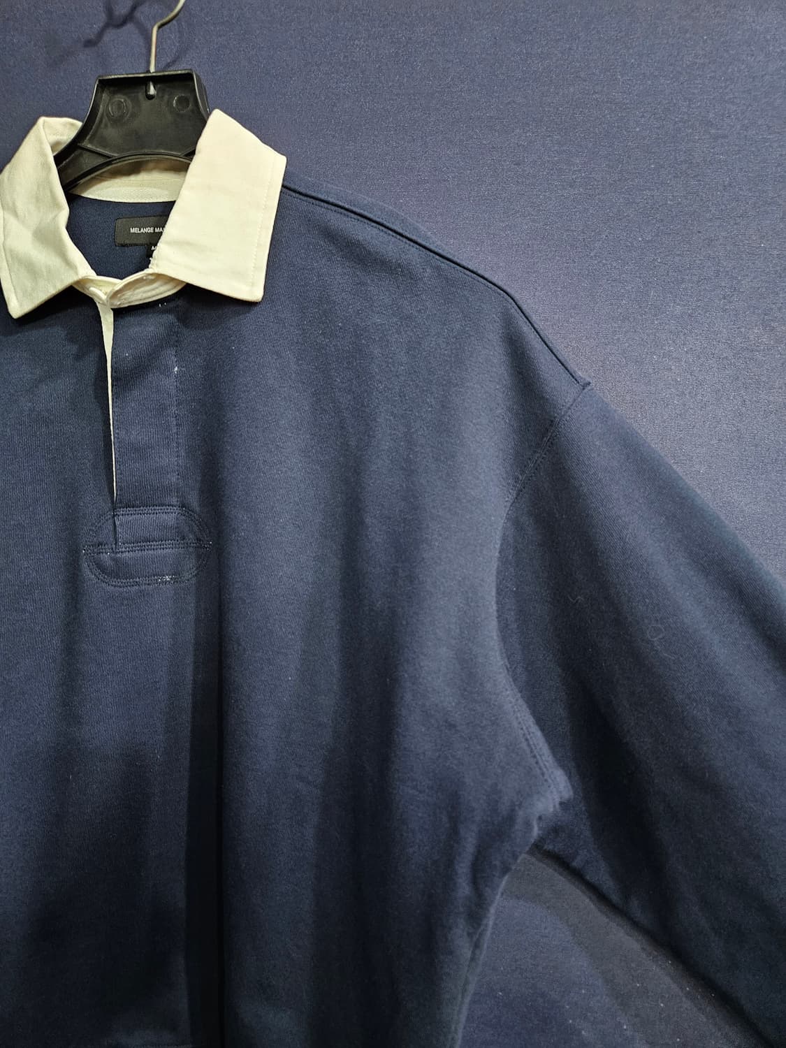 멜란지마스터 네이비컬러 남성 세미오버핏 95 카라 긴팔티셔츠  상품이미지4