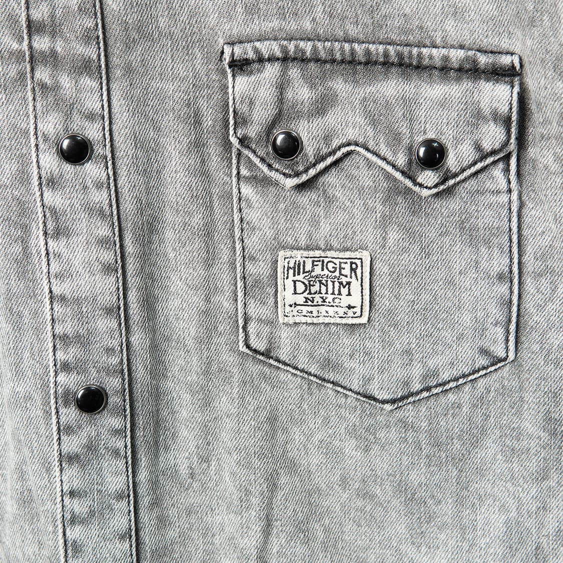 [S] 타미힐피거 웨스턴 데님 셔츠 워시드 그레이  상품이미지5