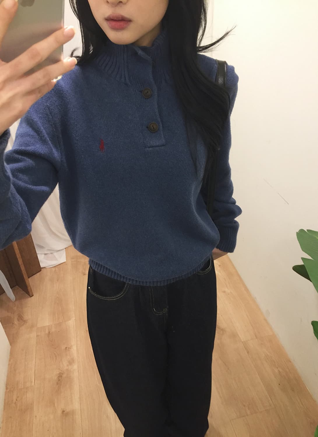 여성 폴로 버튼넥 니트 스웨터 100  상품이미지2