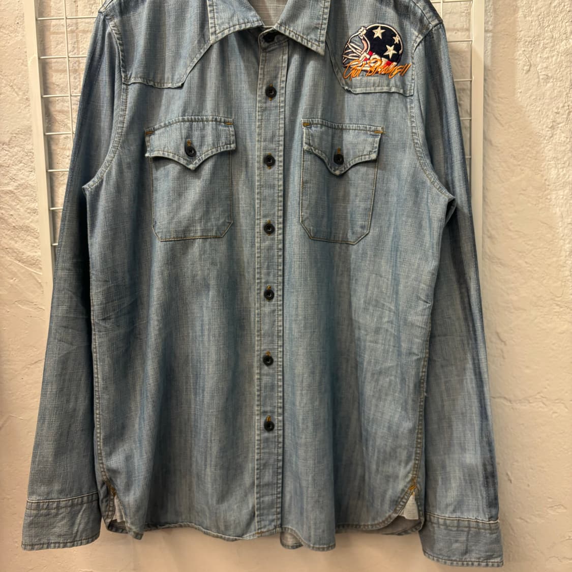 VTG UCLA 패치 로고 데님 셔츠 L 상품이미지4