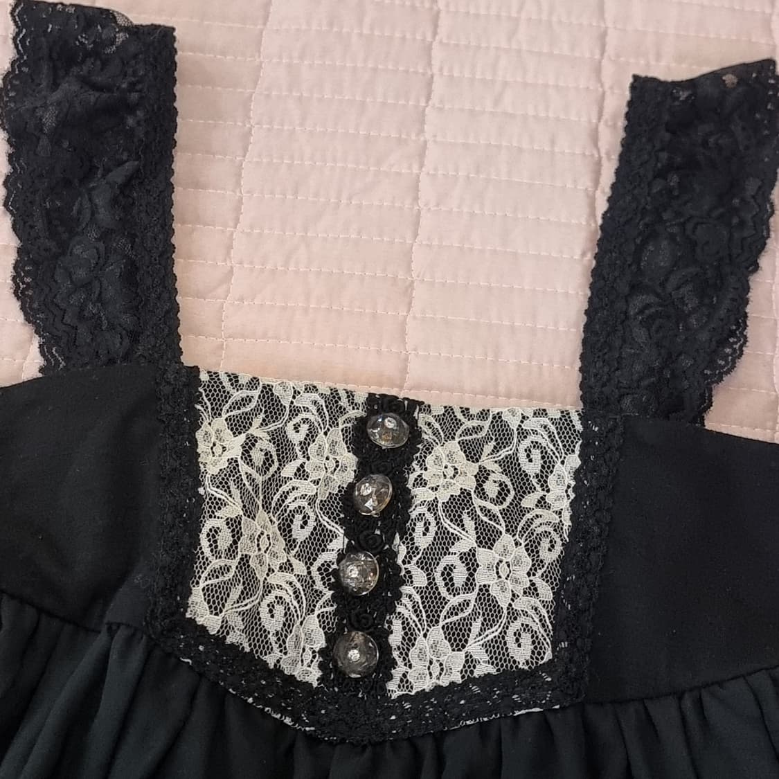 블랙 레이스 장식 시스루 원피스 상품이미지6