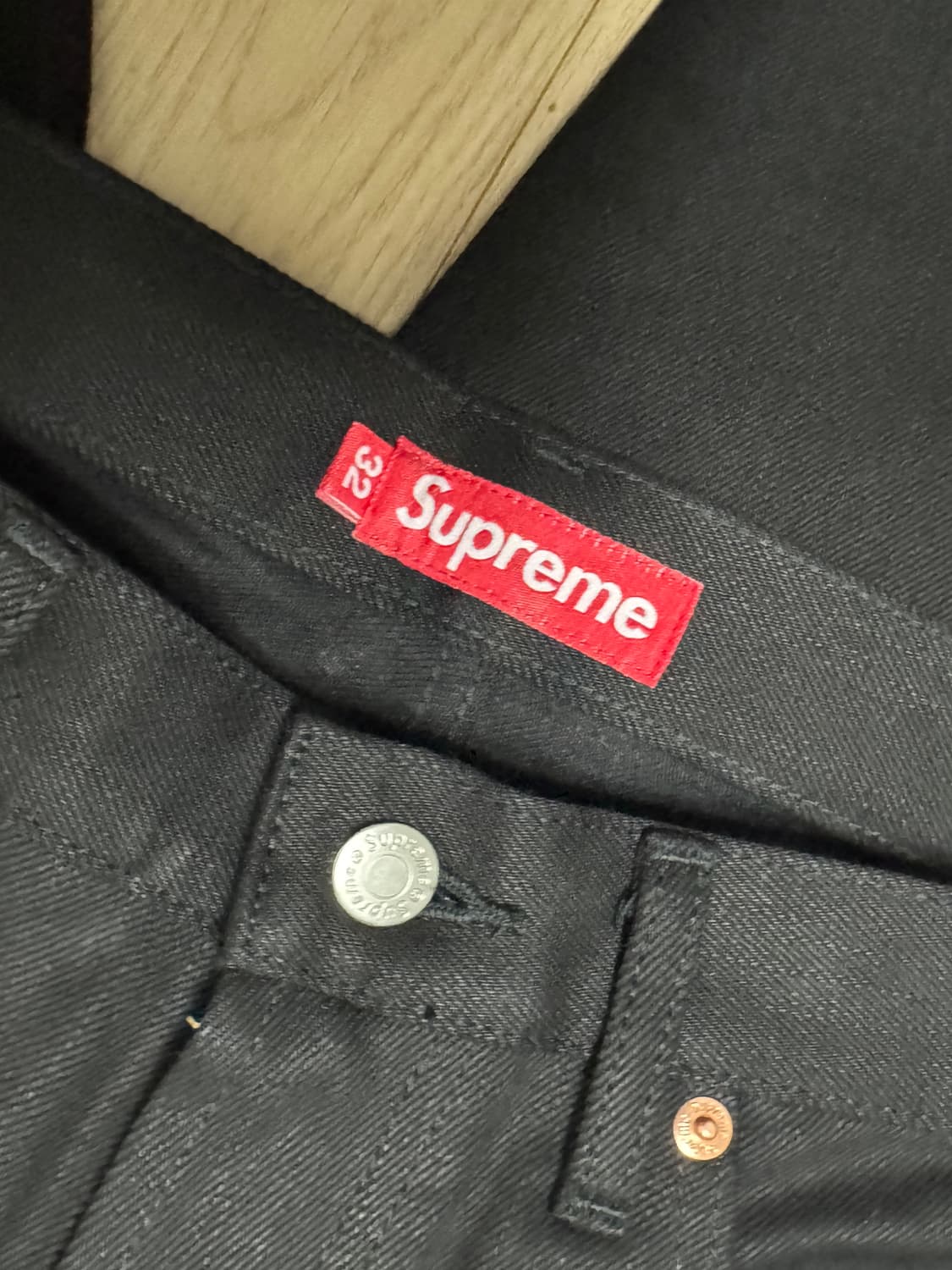 슈프림 배기 셀비지 진 리지드블랙 25FW 32 사이즈 상품이미지4