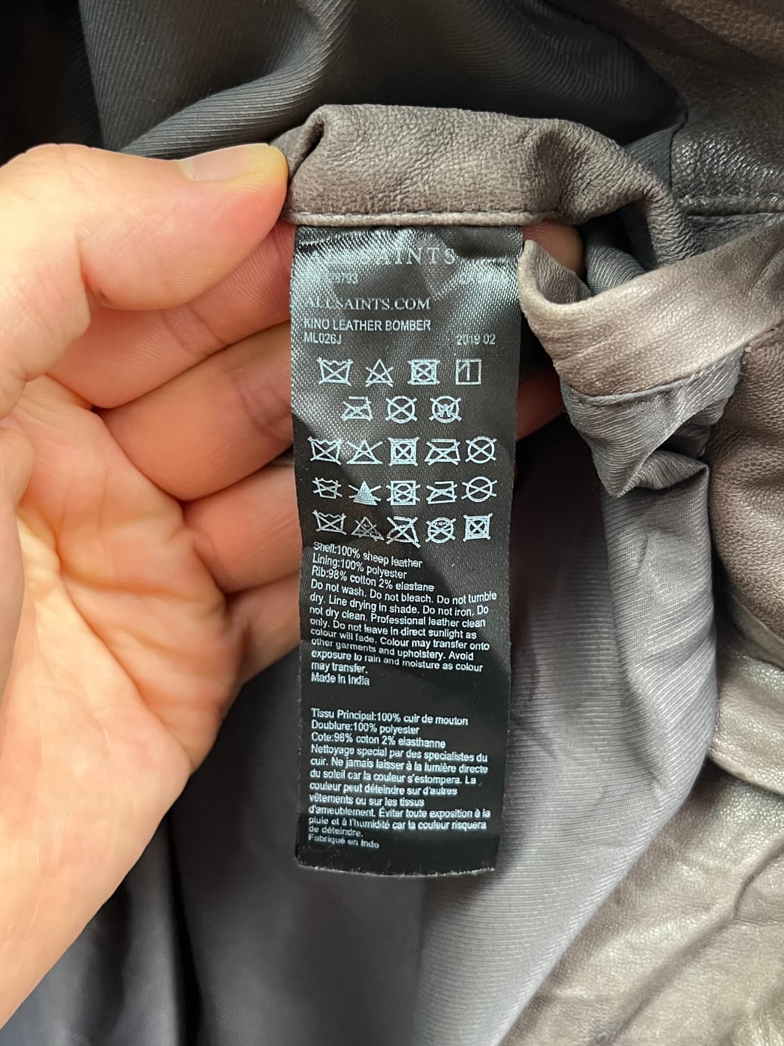 AllSaints leather bomber 올세인츠 양가죽 봄버자켓 L 상품이미지5