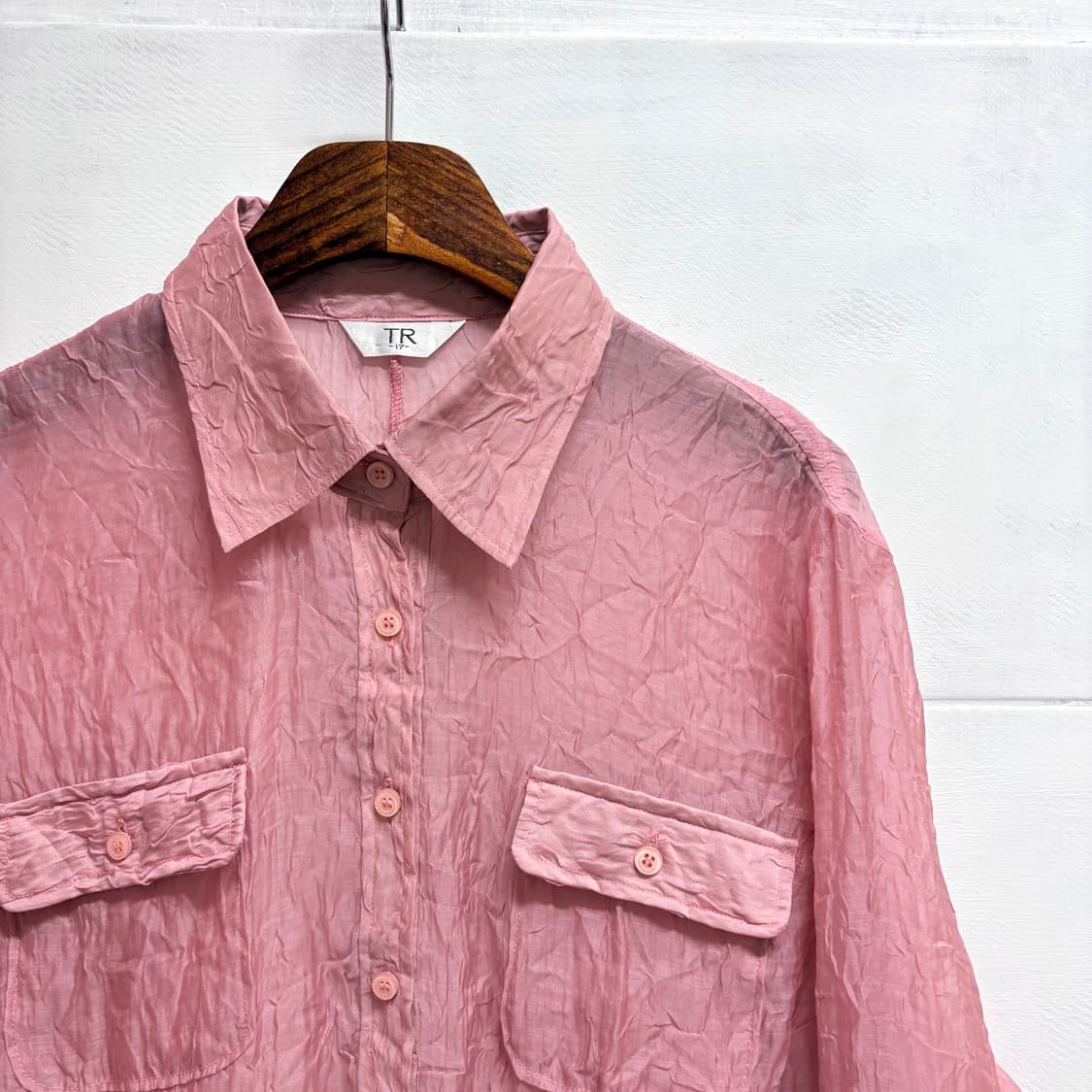 TR 오간자 핑크 셔츠 블라우스 JPN 상품이미지2