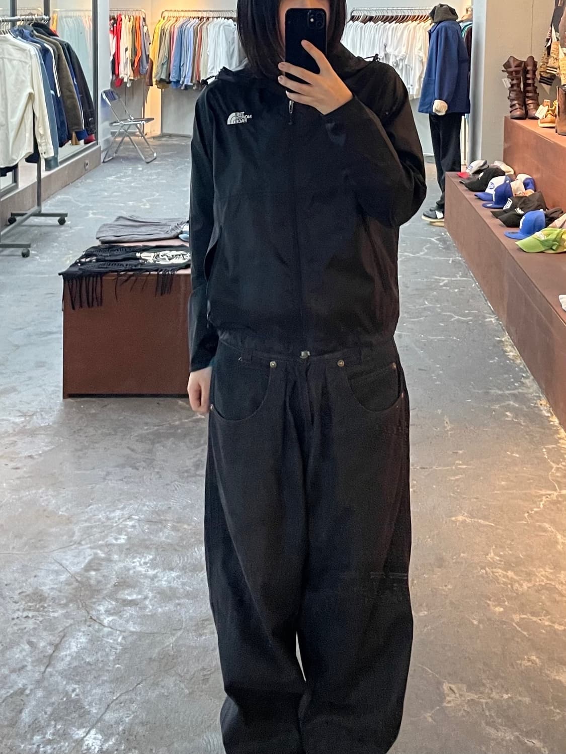 노스페이스 블랙 후드 바람막이 H1207 상품이미지1